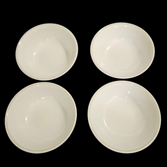 Set of 4 Corelle by Corning 6.25" Green Rim Cereal Bowls Made in USA Vintage - Picture 4 of 6